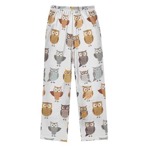 Lovely Owl Boys Long Pants Soft Trousers Elastic Waist Kids Lounge Bottoms with Pockets S-XL2