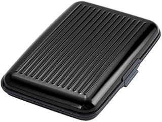 Clamour Stores Cartera con Bloqueo RFID, Aluminio, Identificación portátil de Identidad de Viaje | Estuche rígido para Tarjeta de crédito con protección Segura para Hombres y Mujeres (Negro)