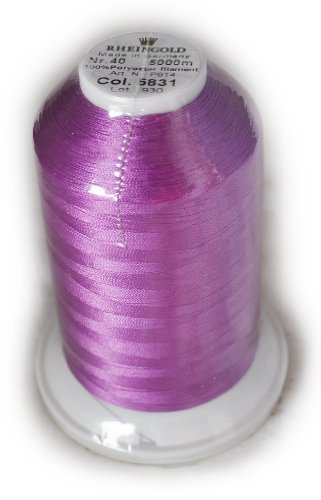 Hilo de poliéster Rheingold No. 40, color Orchid, cono comercial para bordado, 5000 m miniatura 1