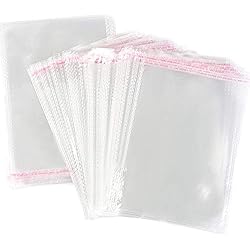 FLOFIA 200pcs (15x22cm) Bolsas de Celofán Pequeñas Transparente Autodhesiva Bolsas Plastico para Bombones Chuches Galletas Regalos 15 x (19+3) cm, con Agujeritos (Solo Este tamaño Tiene Agujero)
