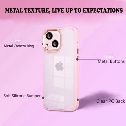 Image of mobistyle Designed for iPhone 15 Back Cover | Enhanced Metal Camera Protection Back Cover Case Compatible with iPhone 15 (Pink)