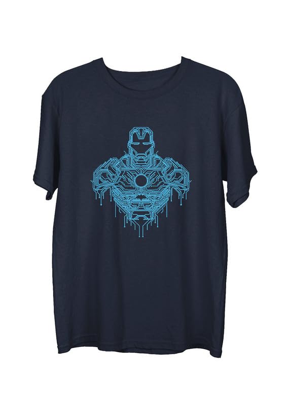 Image of Wear Your Opinion Official Marvel Merchandise: Ironman Printed Men's Half Sleeve Cotton Tshirt (Design: Circuit Bust Iron Man)