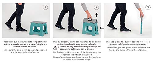 Vigar Compact Foldable 2-Step Stool, 16 inches, Lightweight, 330-pound Capacity Non-Slip Folding Step Stool for Kids and Adults, Gray