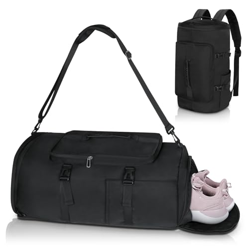 KYYLZ Sporttasche Herren, 45L Damen Sporttasche Rucksack, Groß Sportrucksack mit Schuhfach und Nassfach, Reisetasche Gym Bag für Schwimmen, Sport, Yoga, Fußball,Schwarz KYYLZ Sporttasche Herren, 45L Damen Sporttasche Rucksack, Groß Sportrucksack mit Schuhfach und Nassfach, Reisetasche Gym Bag für Schwimmen, Sport, Yoga, Fußball,Schwarz