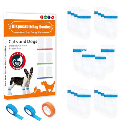 20 Disposable Dog Boots, Disposable Waterproof Dog Boots, Disposable dustproof Dog Shoes, with 3...