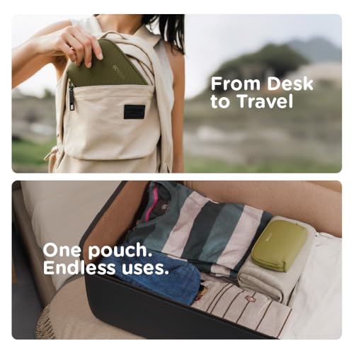 Image of eo Tech Organizer Pouch for Travel | Cable Organiser Bag for Charger, Laptop Accessories, Gadget, Electronics, Power Bank, Toiletry & Personal Care Storage Case (Green, Tech Pouch)