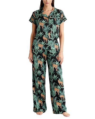 Image of Rachel Zoe Button Up Pajamas for Women Set, Jersey Knit Soft PJs with Button Down Pajama Top and Long PJ Pants