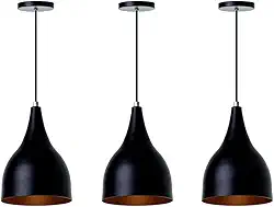 Kit 3 Lustre Pendente Interno Balcão Gota Aluminio (Preto)