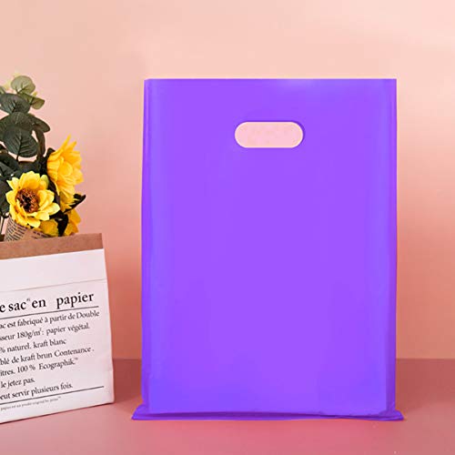 iplusmile 100 Stück Plastik Einkaufstüten, 30 × 20 cm Plastiktüten Tragetaschen Wiederverwendbare Und Haltbare Tragetaschen für Geschenke, Hemd Shop, Lebensmittel, Verkaufstüten, Lila