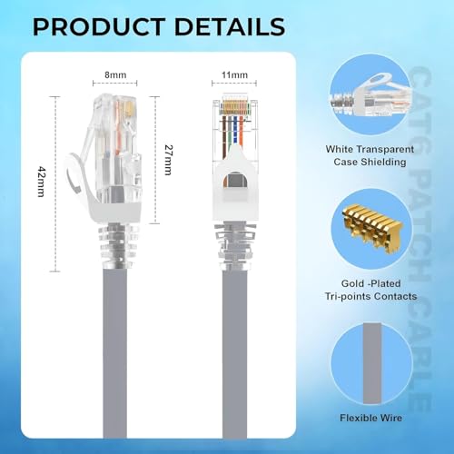 Image of BKC Cat6 Ethernet Cable 5M Grey 10Gbps 550MHz UTP RJ45 LAN Cable