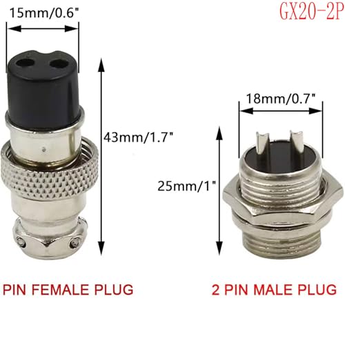 Conector avión 20mm 2 pines macho/hembra GX20-2P set 2 miniatura 2