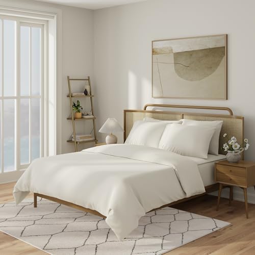 Image of QuickZip Percale Pillowcase Standard /Queen Size (20 inch X 32 inch), Set of 2, 100% Cotton Pillow Covers with Envelope Closure, Ivory