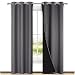 NICETOWN Grey Full Shade Curtain Panels, Pair of Thermal Insulated & Energy Efficiency Blackout Curtains for Living Room Windows, Lined Silky Window Dressing (42-inch Wide x 84-inch Long, Gray)