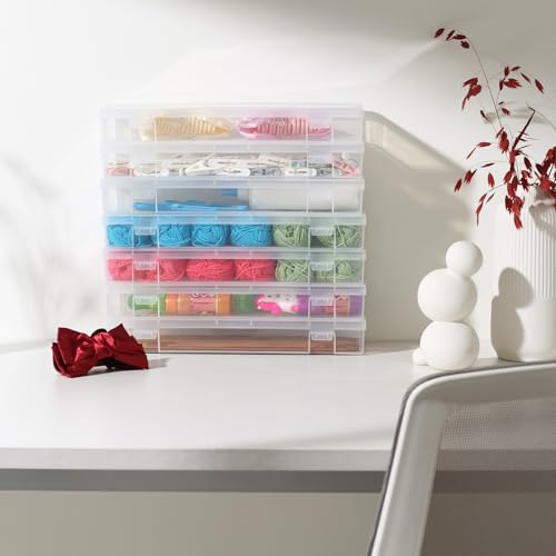 Image of 6 Pack Large Plastic Storage Boxes with Lids, Craft Jewelry Life Item Organizer for Puzzles, Pens, Rings, Needle and Thread, Nail Polish, Remote Controls
