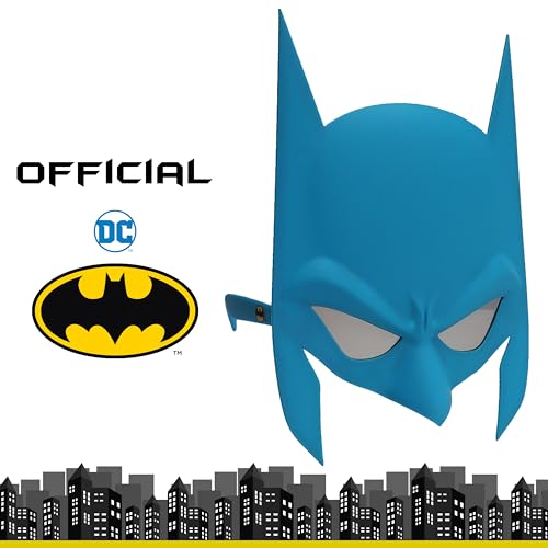 Image of Sun-Staches Batman Sunglasses, DC Comics Heroes & Villains Costume Accessory | Official DC Batman, Robin, Batgirl, Joker, Catwoman, or Harley Quinn | Costume Ready | 100% UV | One Size Fits Most
