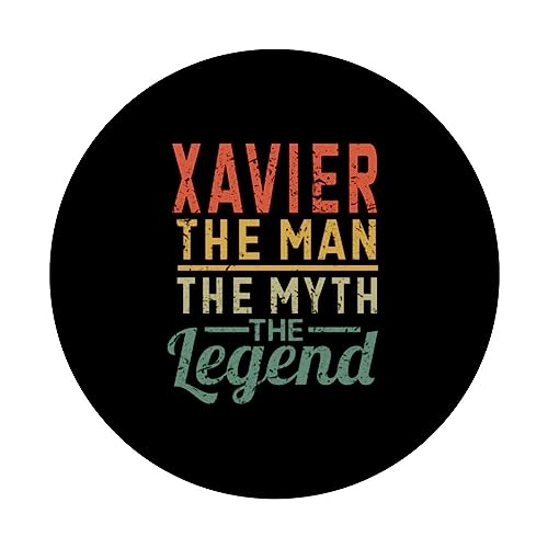 Xavier The Man The Myth The Legend Name Xavier PopSockets Swappable PopGrip, Black - Image 3