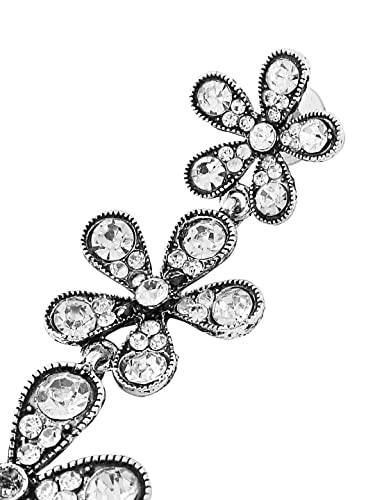 Oxidised Flower Crystal Dangler Earrings