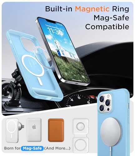 Image of Magnetic Compatible with iPhone 13 Pro Max Case, [Built-in Invisible Kickstand][Compatible with MagSafe] [Military Grade Shockproof] Slim Translucent Matte Phone Case for iPhone 13 Pro Max 6.7 inch