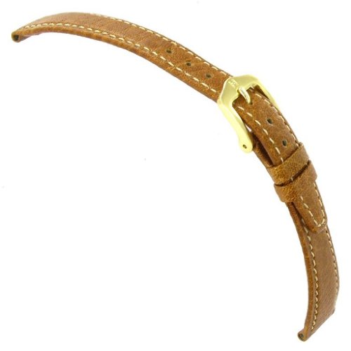 Milano 13mm Hirsch Camel Grain Tan Stitched Genuine Leather Watch Band Ladies