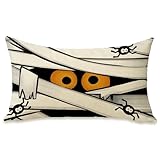 Fahrendom Halloween Mummy Lumbar Decorative Rectangle Pillow Cover 12 x 20, Spider Porch Patio Outdoor Pillowcase, Funny Holiday Sofa Couch Cushion Case Home Decor
