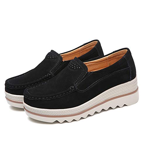 Image of YING LAN Women Slip On Loafers Comfort Suede Moccasins Wide Low Top Shoes