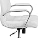 Flash Furniture Whitney Mid-Back Swivel LeatherSoft Desk Chair with Padded Seat and Armrests, Adjustable Height Padded Office Chair, White/Chrome