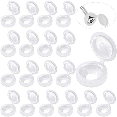 60 Pcs Plastic White Screw Caps Screw CoverCaps ScrewCap Plastic Hinged Screw Head CoversScrew Cover Caps Snap-on Replacement ScrewDecorative Covers