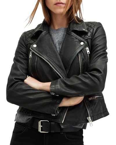 Women's Cargo Leather Biker Jacket2