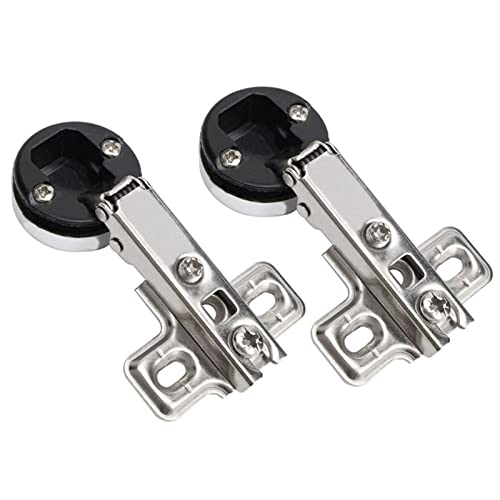 Glass Door Hinges, 2 Pcs Cabinet Door Hinges Solf Close Hinge Invisible Furniture Hinges Match with 26mm Cup Screws(2Pcs Straight Arm)