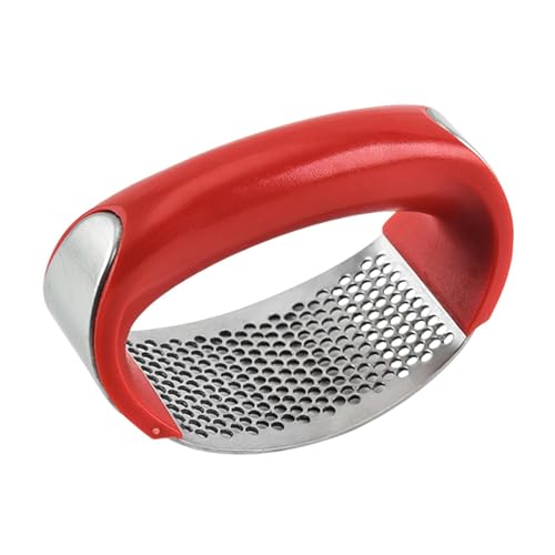 Image of Premium Stainless Steel Garlic Press & Ginger Crusher, Manual Garlic Cutter & Squeezer with Curved Hand Grip, Easy to Squeeze & Clean, Pack of 1 - (Multi-Color)