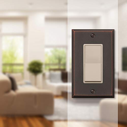 Amerelle Manhattan Single Rocker Cast Metal Wallplate In Aged Bronze #TOP2