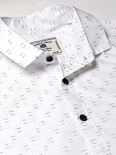 Image of Dennis Lingo Men's Dobby Print Slim Fit Cotton Casual Shirt