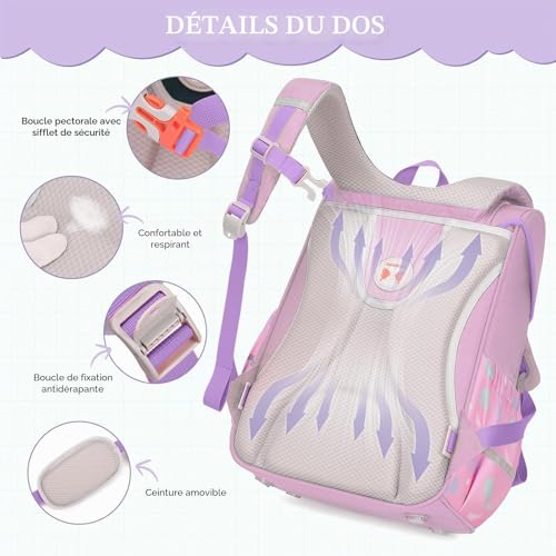 Sac école imperméable pour fille de 6 à 10 ans idéal pour le primaire - 3