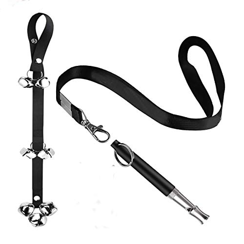 JR RAW 2 Pack Dog Doorbells for Potty Training Adjustable Door Bell with Dog Training Whistle Control Ultrasonic to Stop Barking