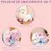 Imagen de SQEQE Preciosos muñecos de unicornio de tela con 4 peluches de bebé unicornio en su vientre