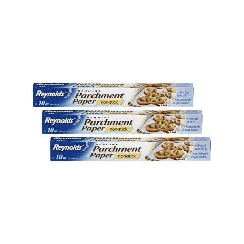 Reynolds Kitchens Parchment Paper | Non-Stick Baking Paper | Oven Safe to 215c | Pack of 3 Rolls, 381mm x 10m Cover