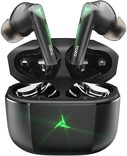 TOZO G1 Wireless Earbuds Bluetooth 5.3 Gaming Headphones with Microphone High Sensitivity Headset Breathing Light and 45ms Ultra Low-Latency Specially Designed for Gaming,Dark Black