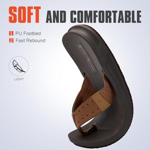 Image of Men's Ultra Soft Cushion Flip Flops with Arch Support, Quick Dry Thong Sandals for Indoor & Outdoor Comfort
