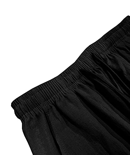 Somthron Men's Loose Plus Cotton Linen Summer Breathable Casual Cropped Pants Solid Drawstring Sweatpants Joggers(Bl-3Xl) A-Black #TOP2