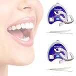 2 Paia Denti Finti Dentiera Provvisoria, Denti Finti Protesi Per Faccette Superiore Inferiore,Protesi per Faccette, Dentiera Provvisoria a Sorriso con Mini Pinzette Copertina per Uomini e Donne