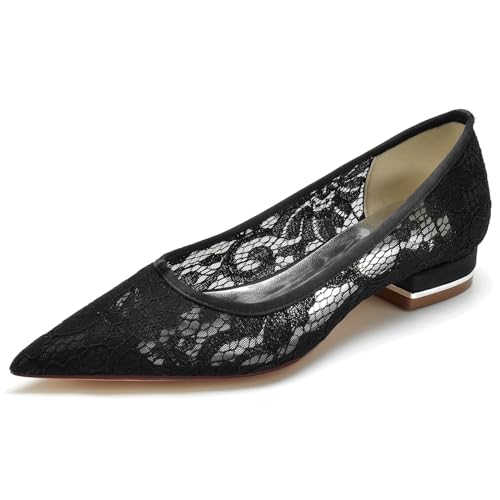Ballerines en dentelle noire FGRID pointues taille 41 à talons bas