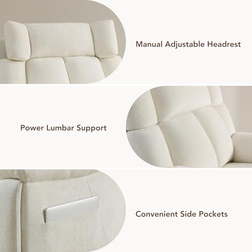Sillón reclinable con altavoces crema miniatura 3