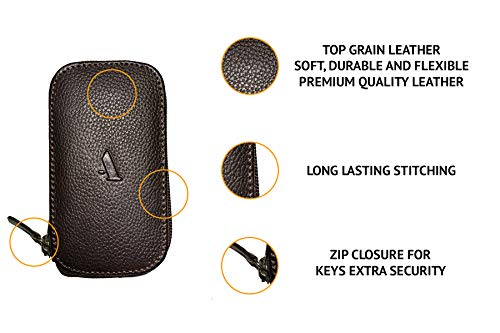 Full Grain Genuine Leather Keychain Holder Pouch with 6 Key Holders Hook2