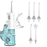 Oralteck GO - Irrigador bucal profesional con 5 modos, 5 boquillas, tanque de agua de 250 ml, recargable por USB y bolsa de viaje incluida (BlancoGO)