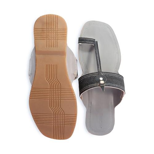 Image of KORAKARI Men Kolhapuri Chappal Handcrafted Sandal Smooth and Comfortable Flip Flops Slipper Stylish Anti Slip Design Genuine Leather Traditional Footwear.