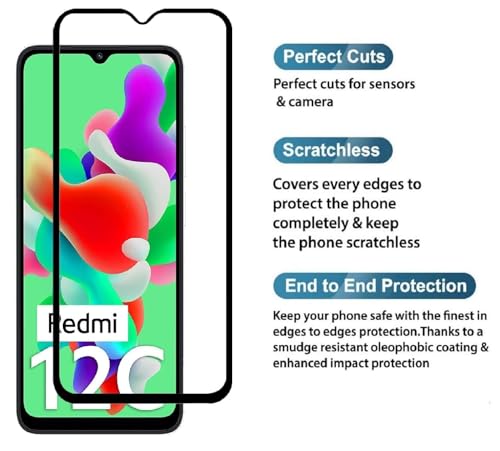 Image of DD SON Premium HD+ Tempered Glass Screen Protector Guard Compatible For Xiaomi Redmi 12C / 10 / 10C / 10 power /Poco C40 / Poco C55 /Redmi A3X, A3 /Poco M6 Pro| Edge to Edge Coverage With Easy installation kit for Smartphone