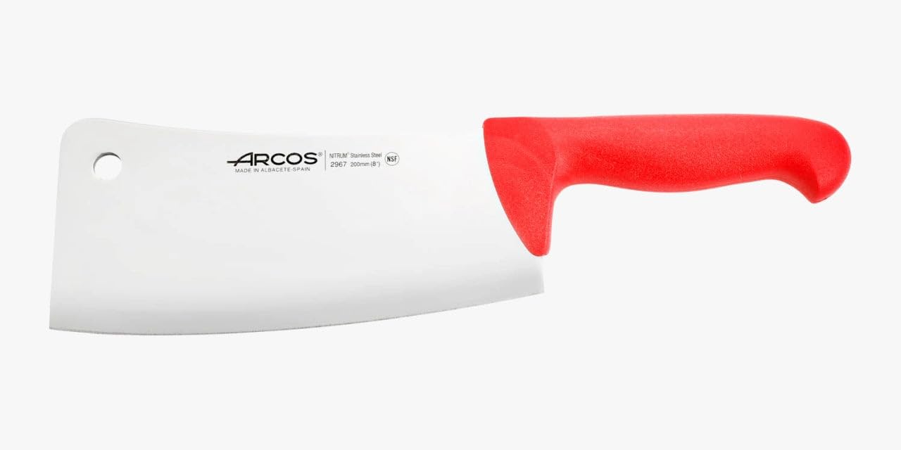 Arcos Fleischermesser Cleaver - Edelstahlklinge 23 cm - Griff aus Polypropylen, Widerstandsfähig und Hygienisch - Rotes Farberkennungssystem, Serie 2900