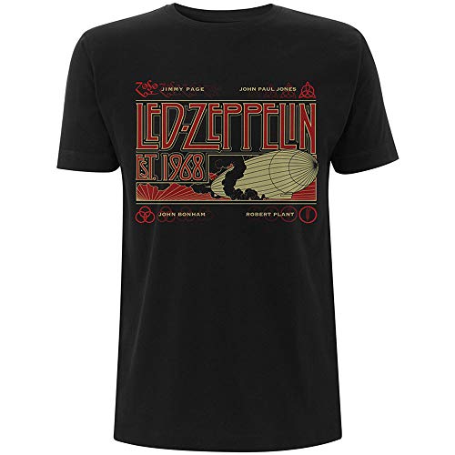 Rock Off LED Zeppelin Zeppelin & Smoke Officiel T-Shirt Hommes Unisexe - Les Beatles, Paul McCartney, John Lennon, RIngo Starr, George Harrison Rock Off LED Zeppelin Zeppelin & Smoke Officiel T-Shirt Hommes Unisexe