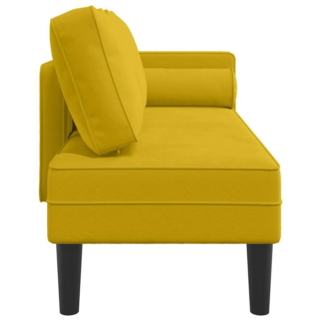 Szezlong z poszewką na poduszkę, żółta, aksamitna, 116,5 x 62 x 57,5 cm, ergonomiczne siedzisko z bardzo elastyczną pianką, w zestawie poduszka lędźwiowa do salonu, biura relaksu