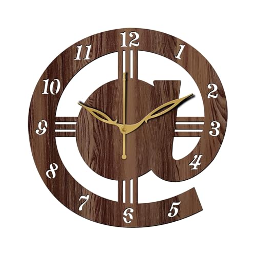Image of SKYVILLA 12 Inch Wooden MDF Analog Wall Clock with English Numerals | Silent Quartz Movement | Lightweight Without Glass Design for Home Living Room Bedroom